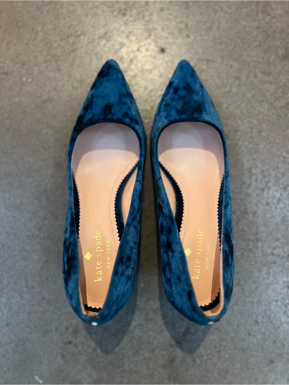 Kate Spade New York Crystalline Pumps Deep Teal Velvet Pointed Flats